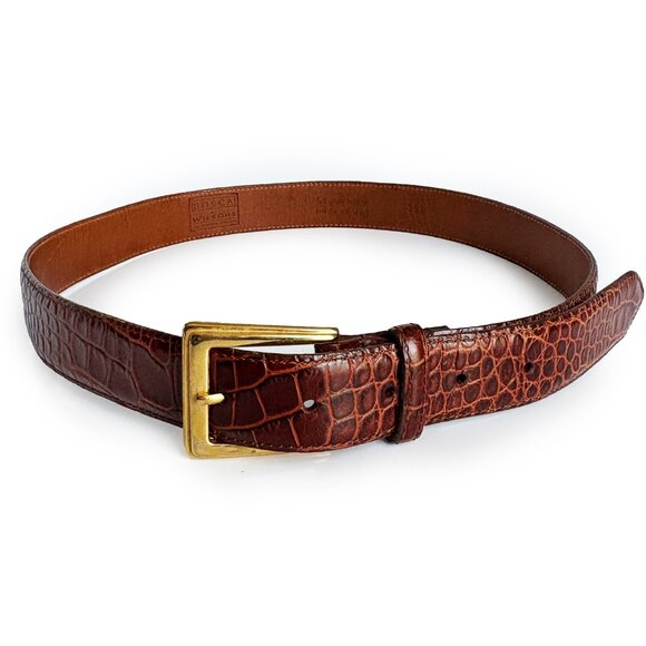 BOSCA for Wilsons Wide Belt Embossed Croc Stamp Leather Size 30 - Picture 1 of 8